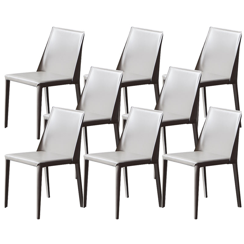 Contemporary Leather Dining Chairs Armless Side Chairs with Metal Legs for Kitchen