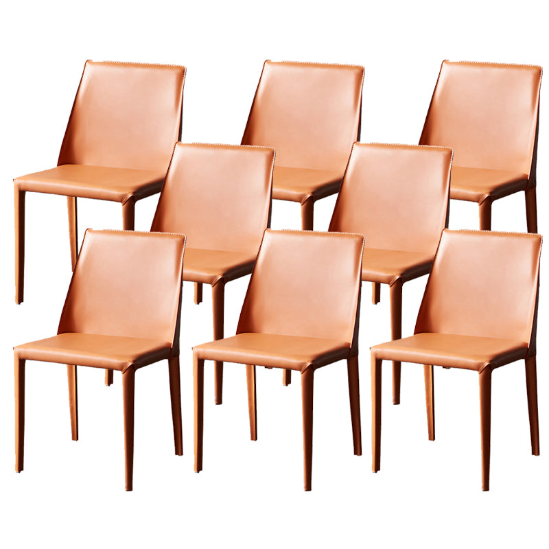 Contemporary Leather Dining Chairs Armless Side Chairs with Metal Legs for Kitchen