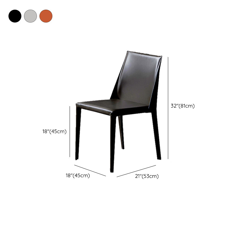 Contemporary Leather Dining Chairs Armless Side Chairs with Metal Legs for Kitchen