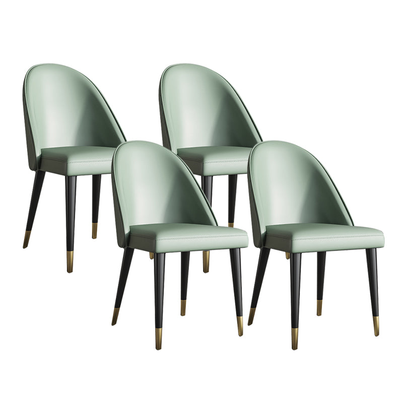 Glam Faux Leather Dining Chairs Armless Side Chairs with Wood Legs for Kitchen