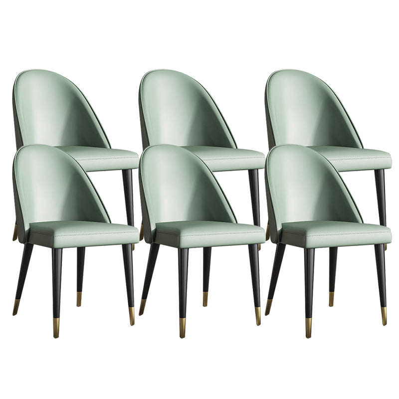 Glam Faux Leather Dining Chairs Armless Side Chairs with Wood Legs for Kitchen