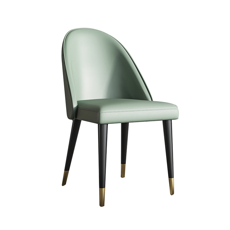 Glam Faux Leather Dining Chairs Armless Side Chairs with Wood Legs for Kitchen