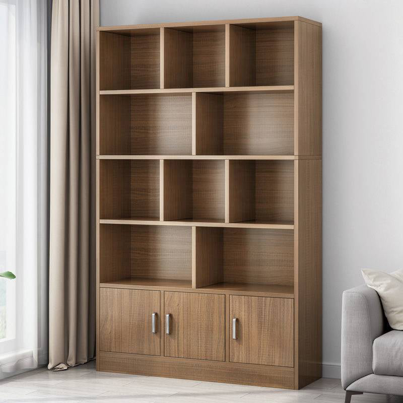 Modern Vertical Closed Back Bookcase Engineered Wood Bookshelf with Cabinets