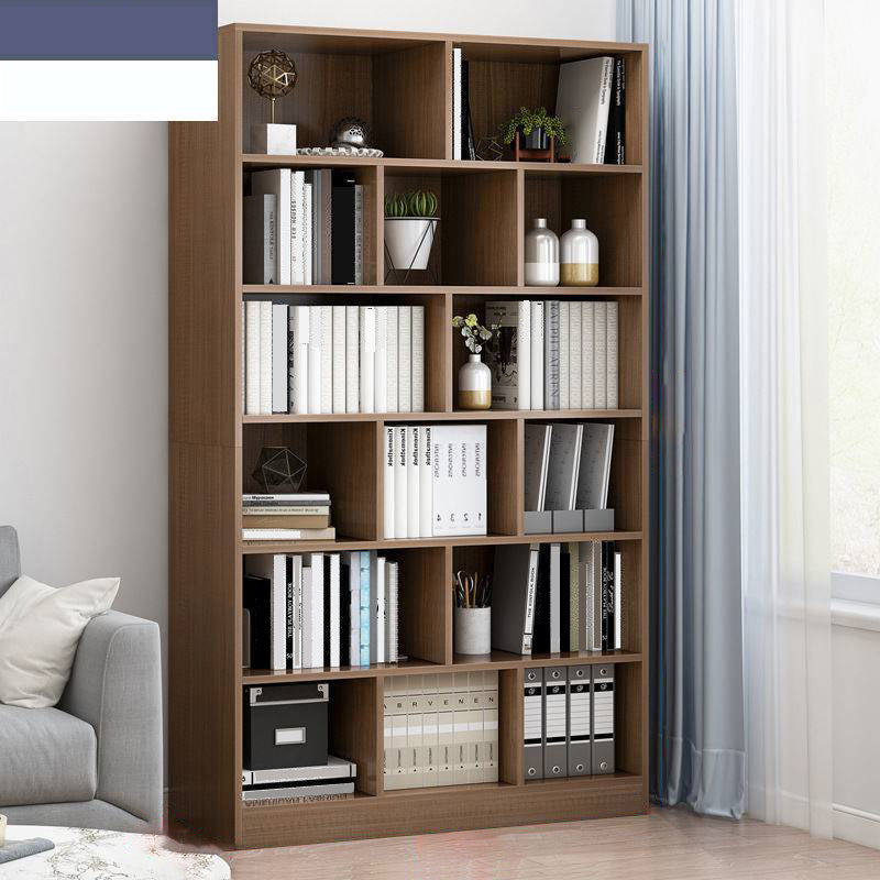 Modern Vertical Closed Back Bookcase Engineered Wood Bookshelf with Cabinets