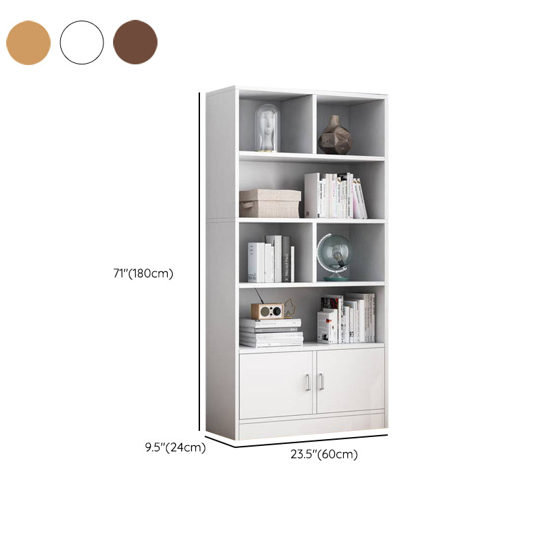 Modern Vertical Closed Back Bookcase Engineered Wood Bookshelf with Cabinets