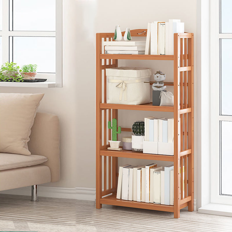 Contemporary Bookcase Open Shelf Bamboo Vertical Shelf Bookcase