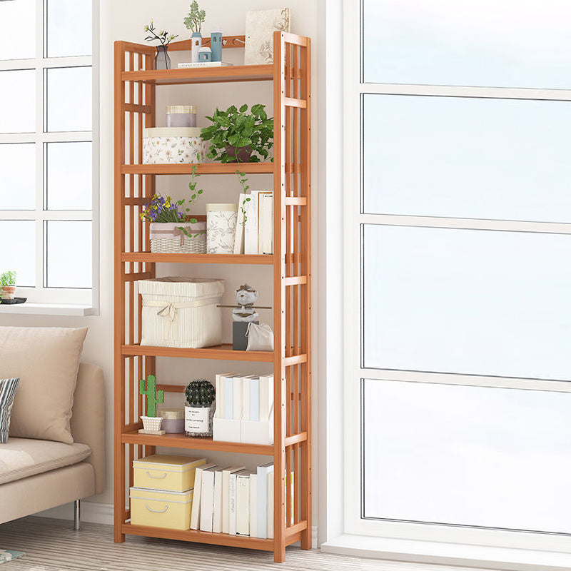 Contemporary Bookcase Open Shelf Bamboo Vertical Shelf Bookcase