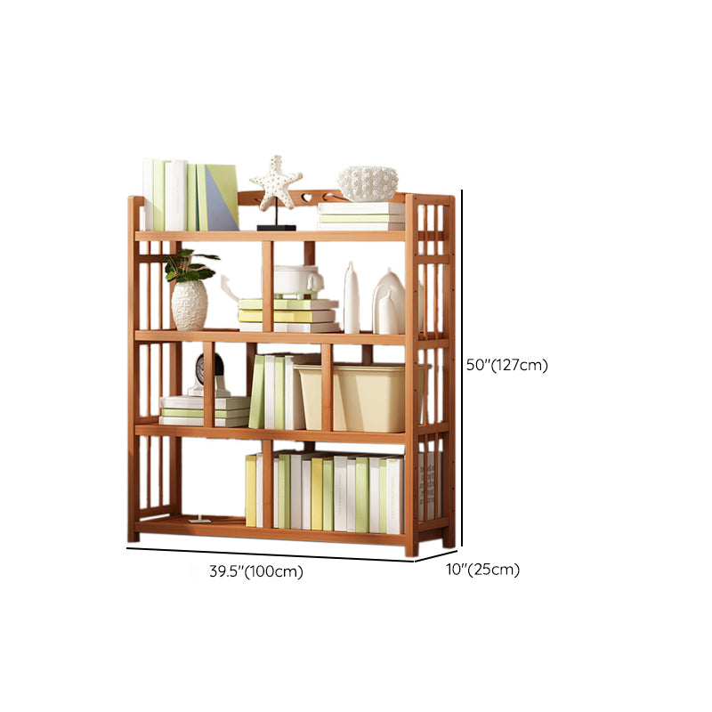 Contemporary Bookcase Open Shelf Bamboo Vertical Shelf Bookcase