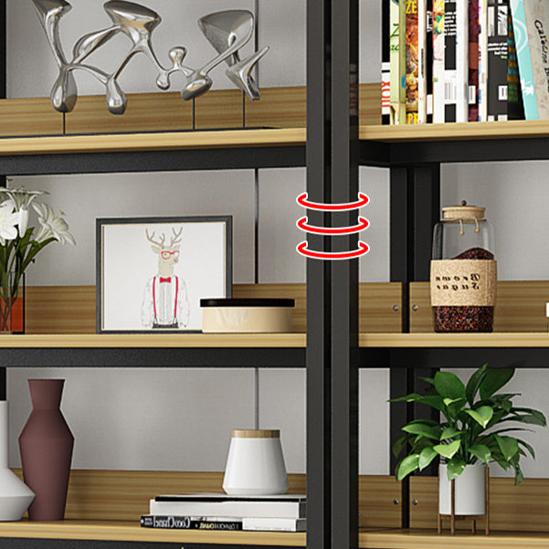 Metal Engineered Wood Shelf Bookcase Modern Home Open Book Shelf with 2 Doors