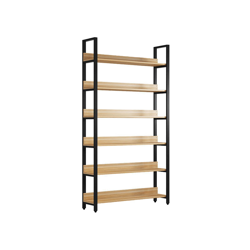 Metal and Wooden Shelf Bookcase Open Modern Brown Book Shelf for Office