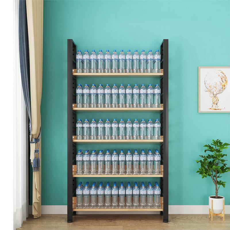 Metal and Wooden Shelf Bookcase Open Modern Brown Book Shelf for Office