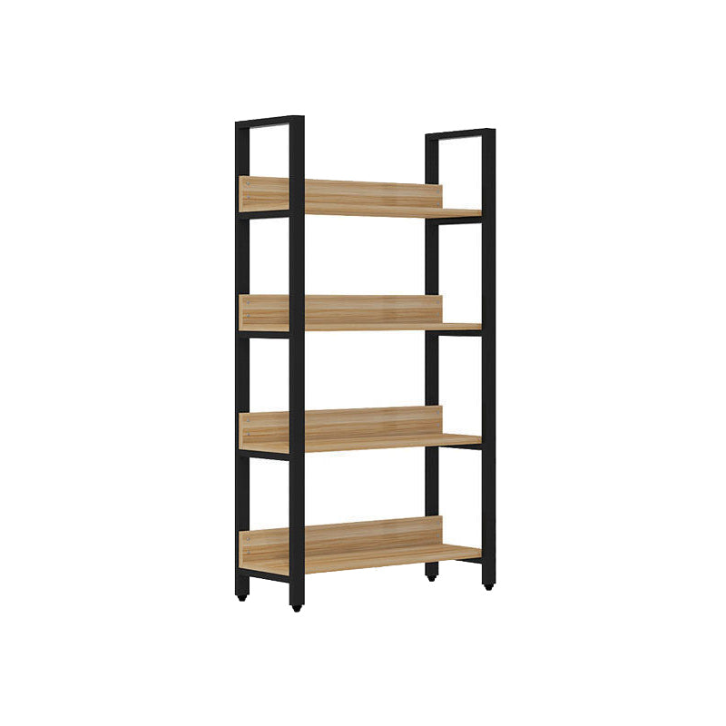 Metal and Wooden Shelf Bookcase Open Modern Brown Book Shelf for Office