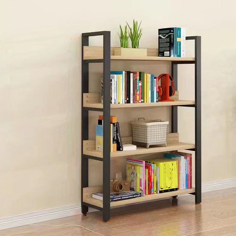 Metal and Wooden Shelf Bookcase Open Modern Brown Book Shelf for Office