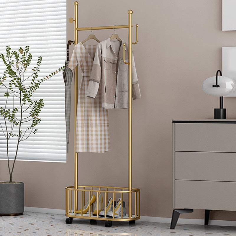 Gorgeous Metal Coat Rack Designer Storage Basket Coat Rack with Castors
