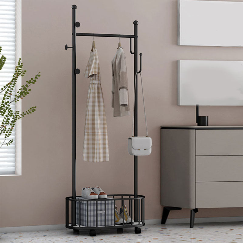 Gorgeous Metal Coat Rack Designer Storage Basket Coat Rack with Castors