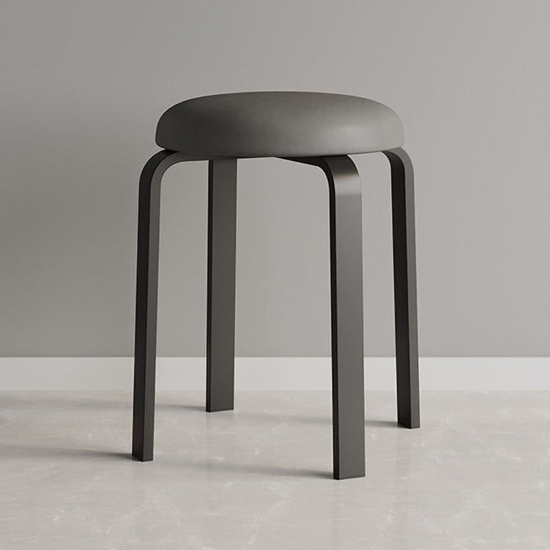 Grey Modern Standard Round Leather Water Resistant Indoor Standard