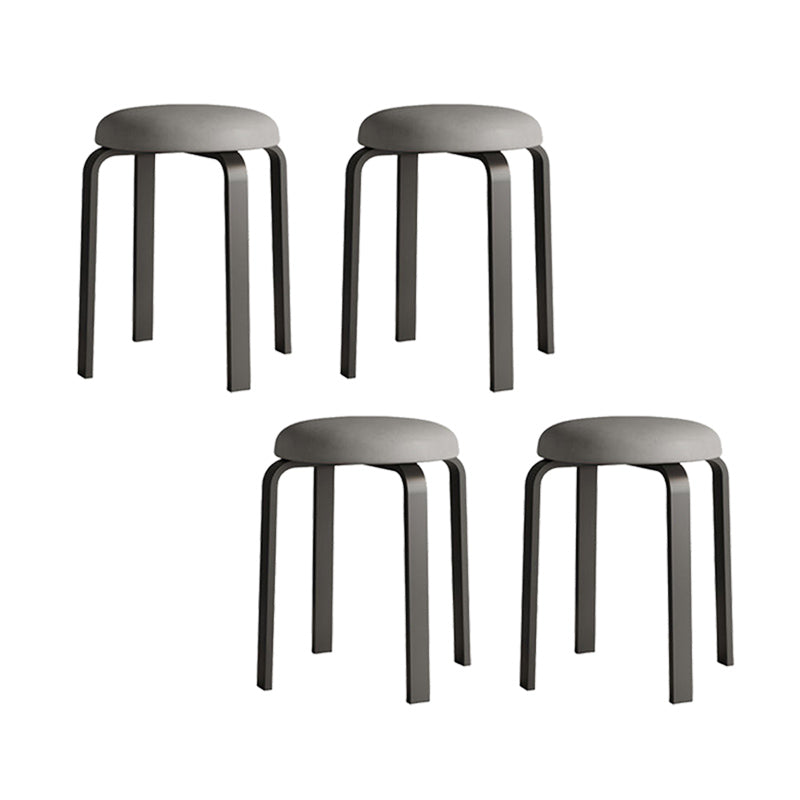 Grey Modern Standard Round Leather Water Resistant Indoor Standard