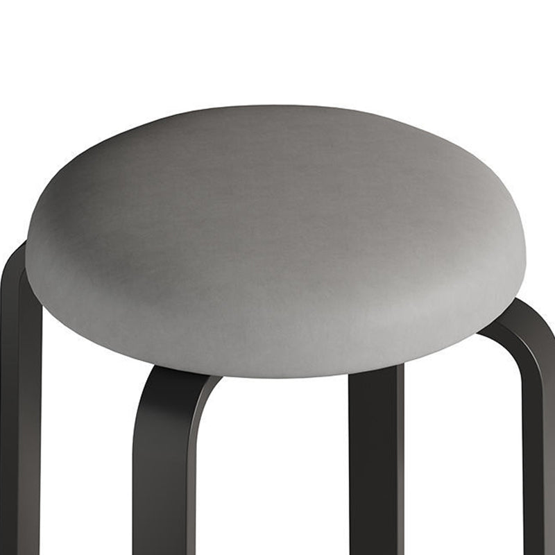 Grey Modern Standard Round Leather Water Resistant Indoor Standard