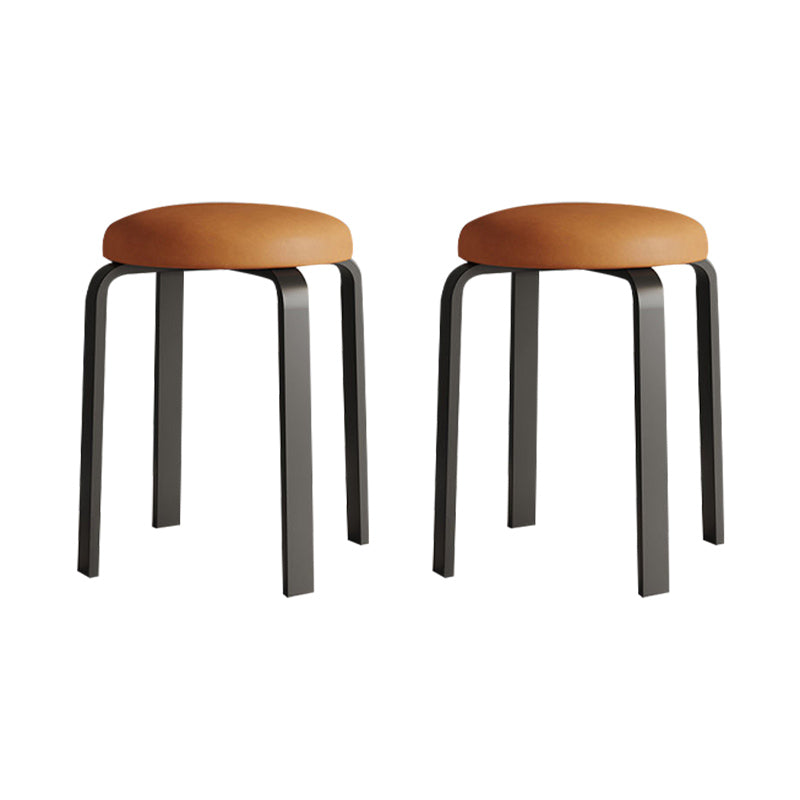 Grey Modern Standard Round Leather Water Resistant Indoor Standard