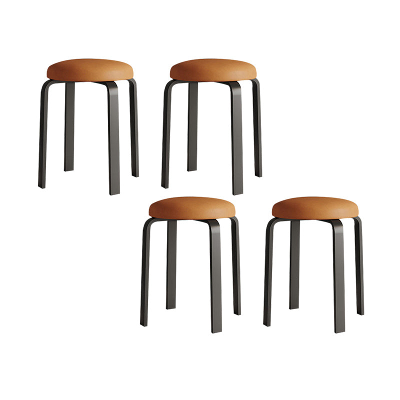 Grey Modern Standard Round Leather Water Resistant Indoor Standard