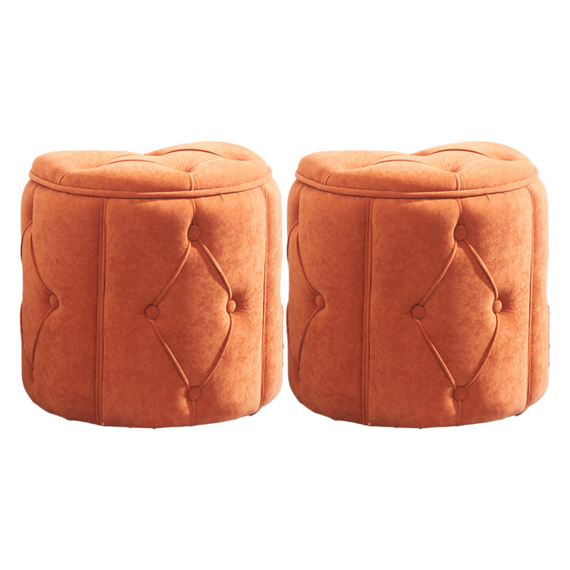 Orange Velvet Pouf Specialty Pouf Stain Resistant Indoor Pouf