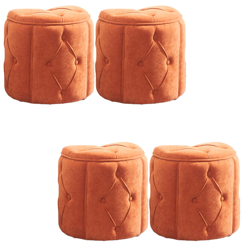 Orange Velvet Pouf Specialty Pouf Stain Resistant Indoor Pouf