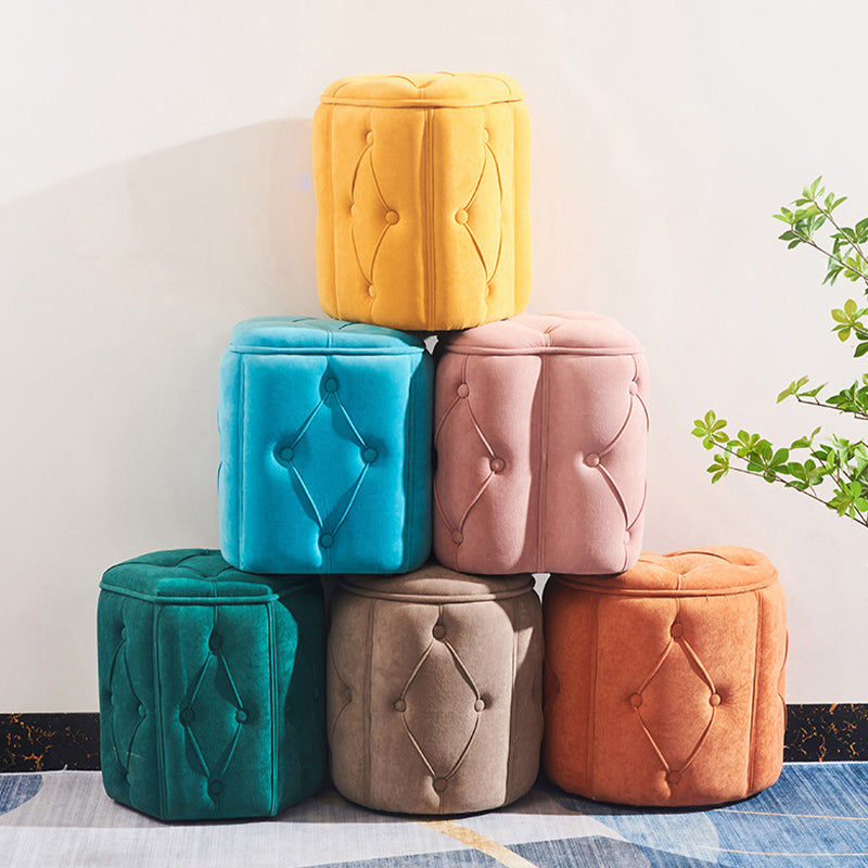 Orange Velvet Pouf Specialty Pouf Stain Resistant Indoor Pouf