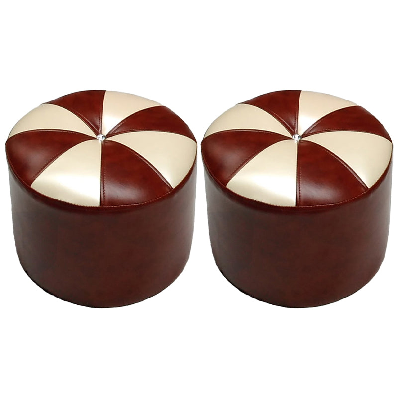 Dark Brown Round Pouf Stain Resistant Color Piece Pouf for Living Room