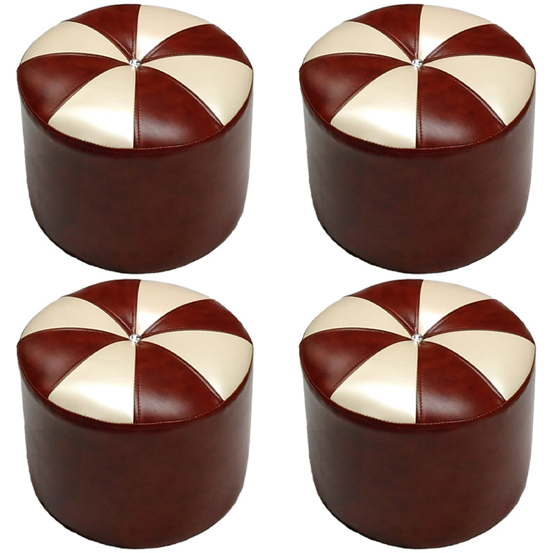 Dark Brown Round Pouf Stain Resistant Color Piece Pouf for Living Room