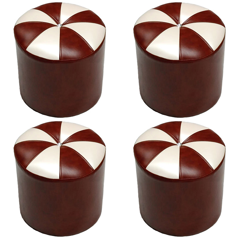 Dark Brown Round Pouf Stain Resistant Color Piece Pouf for Living Room
