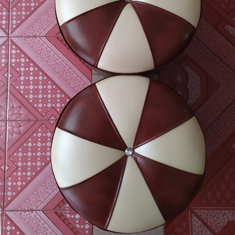 Dark Brown Round Pouf Stain Resistant Color Piece Pouf for Living Room