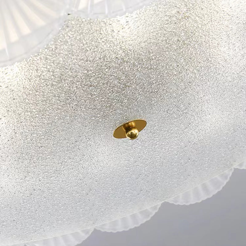 Metal Flush Mount Shell Shape Ceiling Light with Glass Shade for Living Room