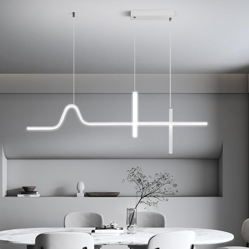 Modern White 3-Light Kitchen Island Lighting LED Ceiling Light for Bedroom