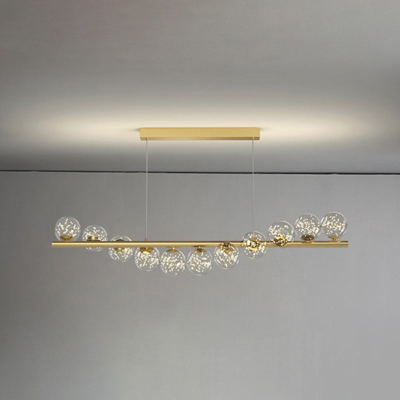7/9/11-Light Contemporary Golden Kitchen Island Lighting Glass Ceiling Light for Bedroom