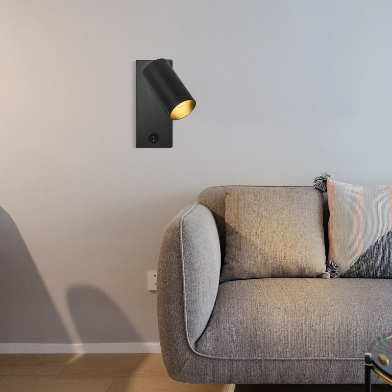 Modern Style Cylinder Shade Wall Sconce Metal 1 Light Sconces for Bedroom