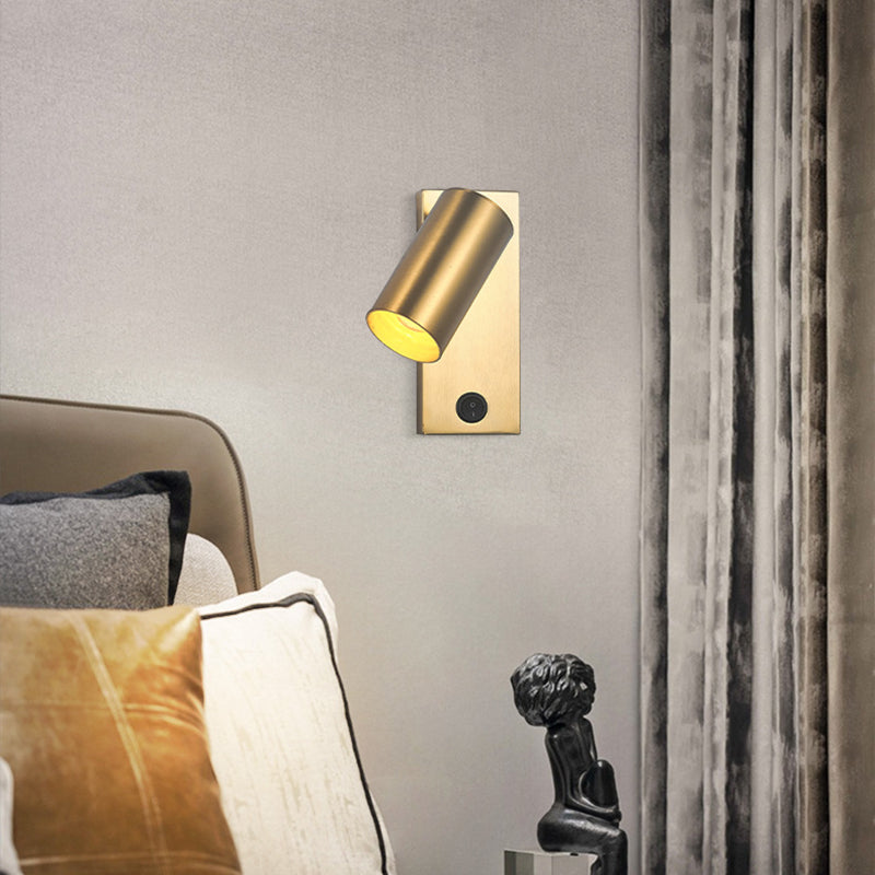 Modern Style Cylinder Shade Wall Sconce Metal 1 Light Sconces for Bedroom