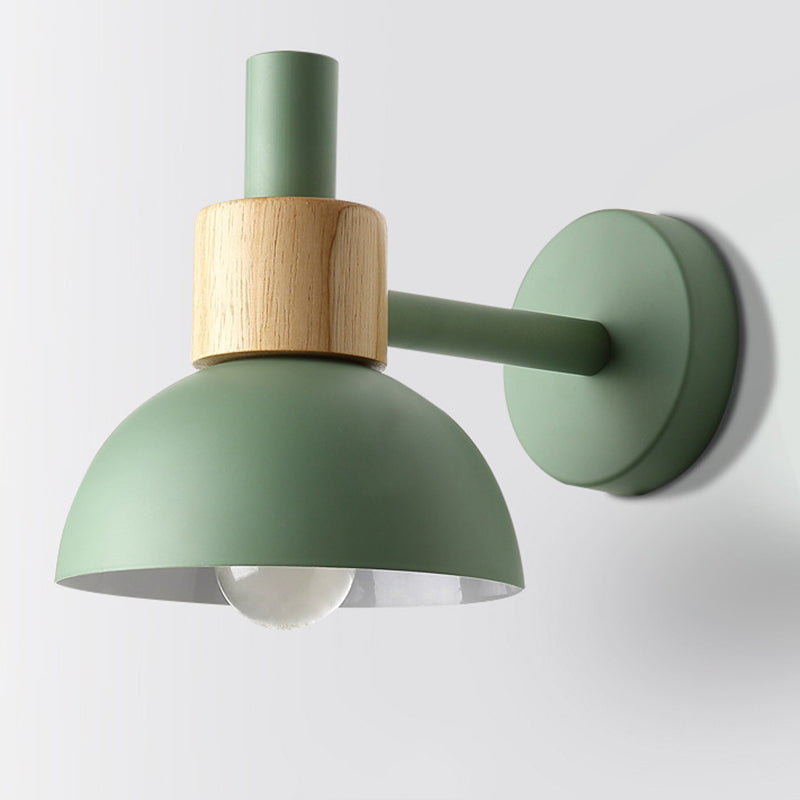 Macaron Dome Shade Wall Sconce Metal 1 Light Sconces for Bedroom