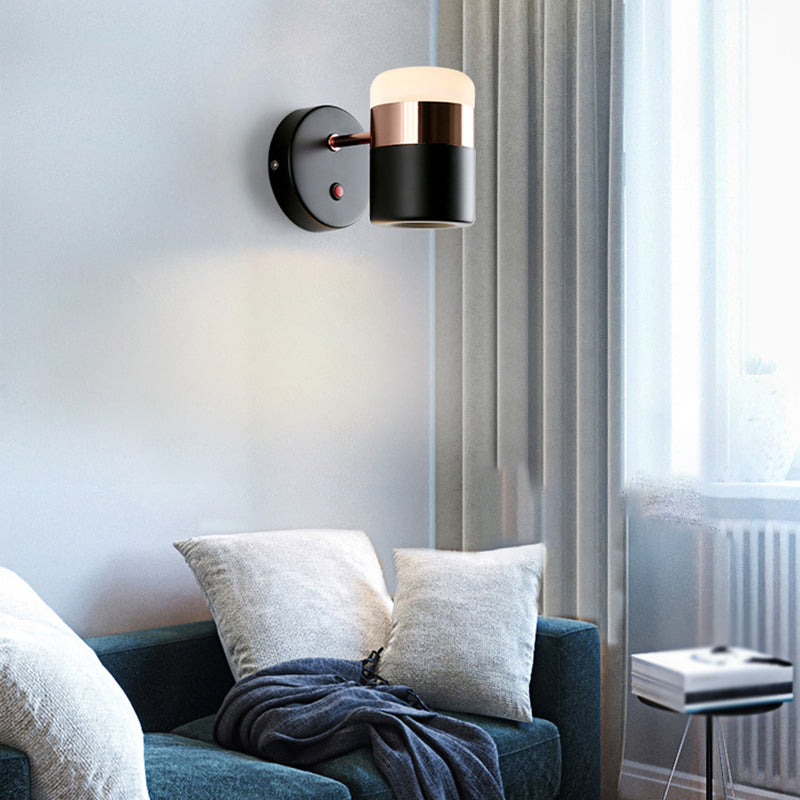 Modern Cylinder Shade Wall Sconce Metal 1 Light Sconces for Bedroom
