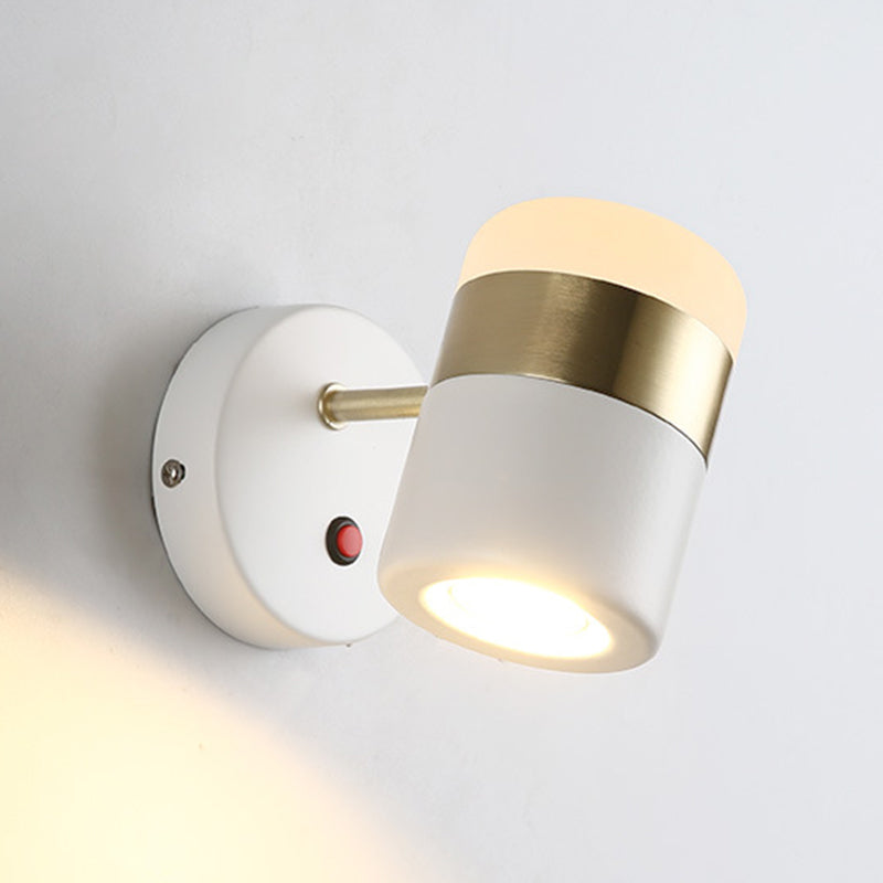 Modern Cylinder Shade Wall Sconce Metal 1 Light Sconces for Bedroom