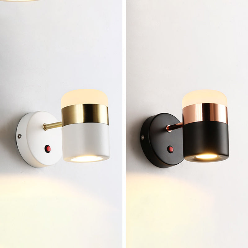 Modern Cylinder Shade Wall Sconce Metal 1 Light Sconces for Bedroom