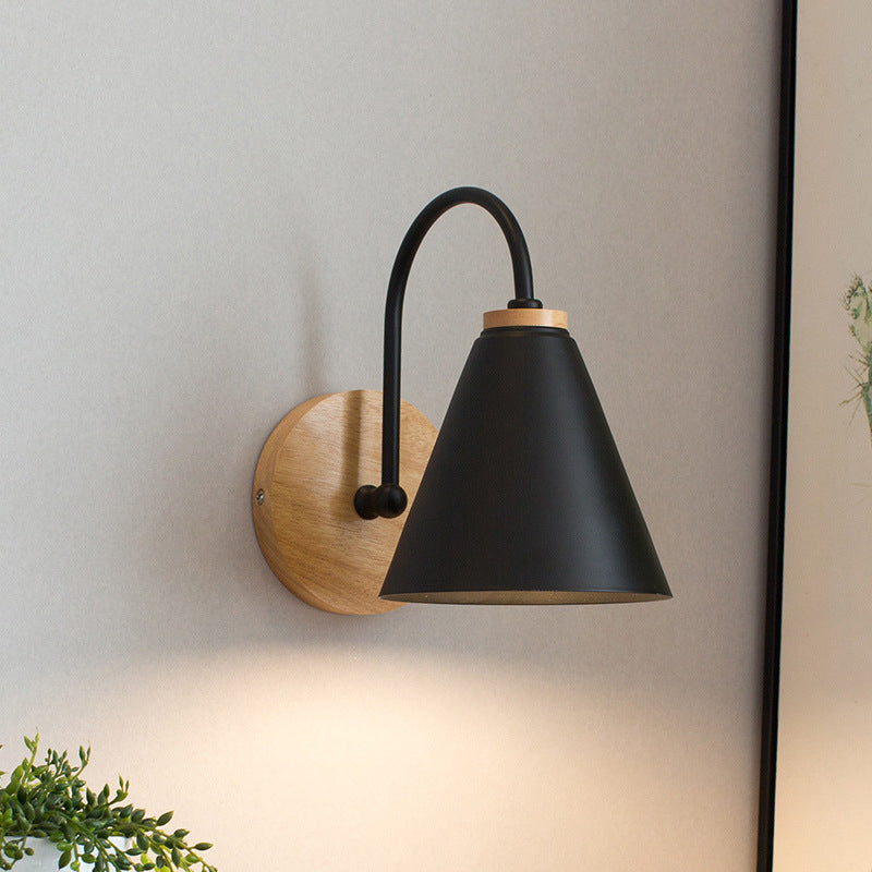 Industrial Wall Lamp Cone Shade Metal 1 Light Sconces for Bedroom