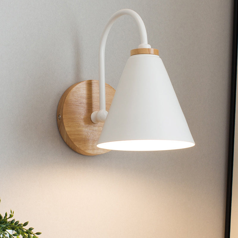 Industrial Wall Lamp Cone Shade Metal 1 Light Sconces for Bedroom