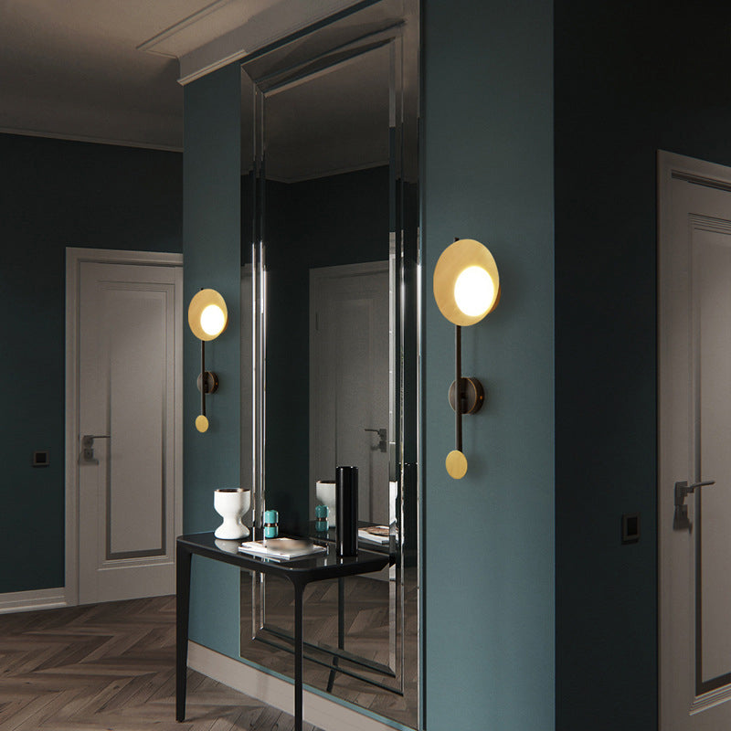 Post-Modern Wall Sconce Copper Sconce Light Fixture in Black and Gold for Bedroom