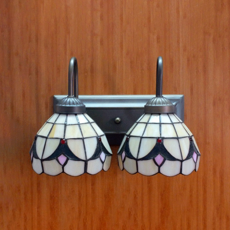 Blow Shape Wall Lamp Modern Style Glass 2 Lights Sconce Light for Bathroom