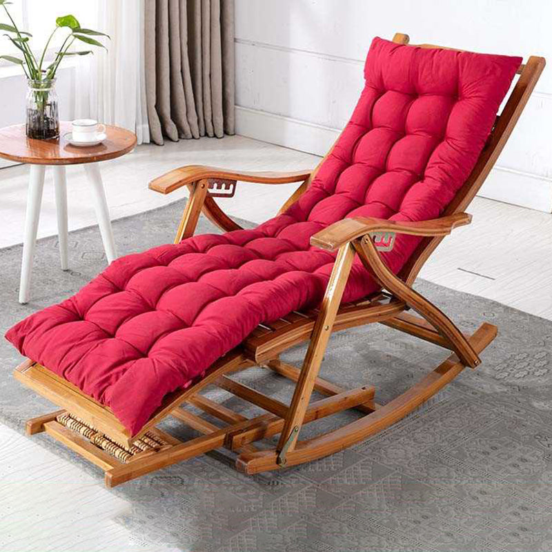 Brown Modern Rocker Chair Wood Reclining Rocking Chair with Tufted