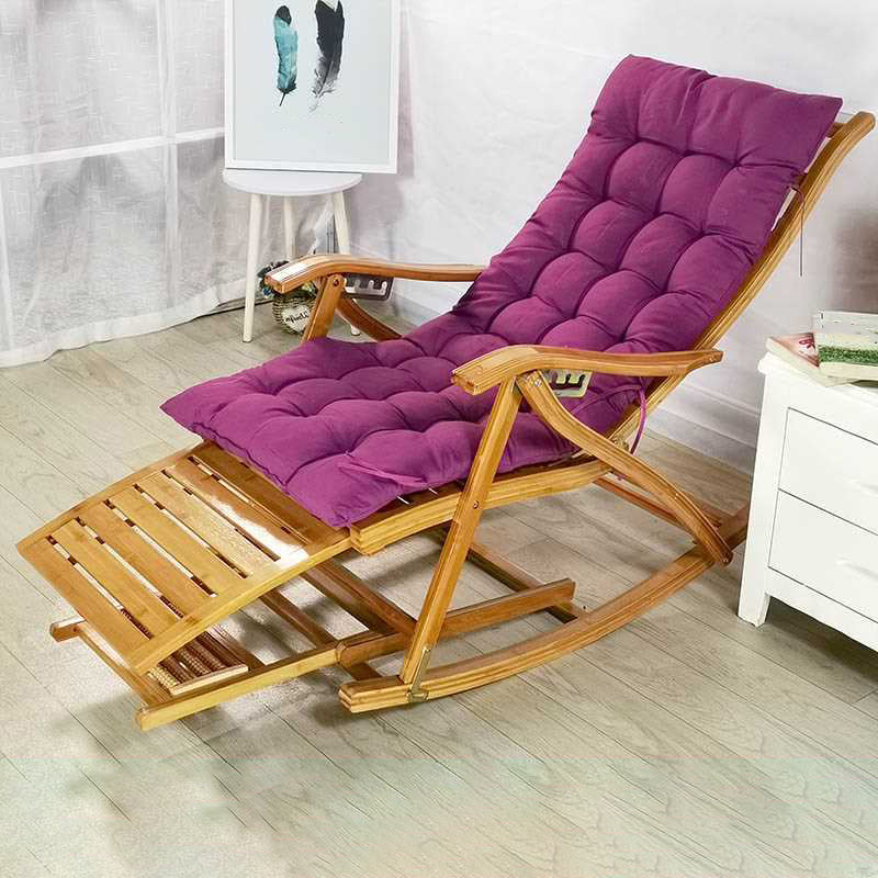Brown Modern Rocker Chair Wood Reclining Rocking Chair with Tufted