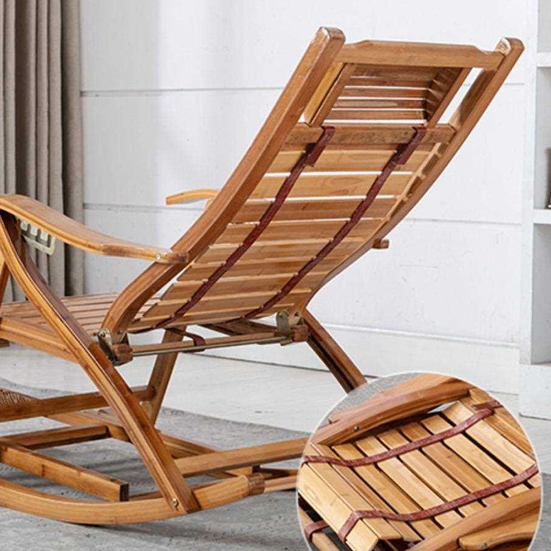 Brown Modern Rocker Chair Wood Reclining Rocking Chair with Tufted