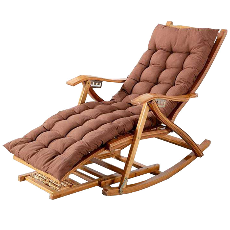 Brown Modern Rocker Chair Wood Reclining Rocking Chair with Tufted