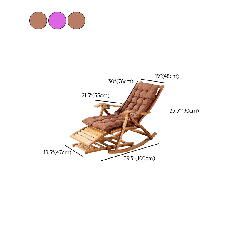 Brown Modern Rocker Chair Wood Reclining Rocking Chair with Tufted