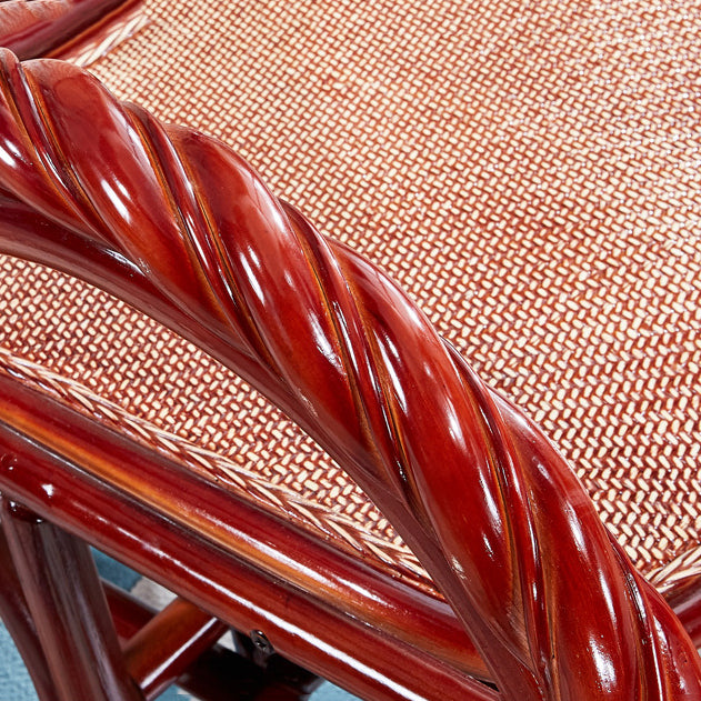 Woven Rope Rocking Chair Rattan Traditional Solid Rocking Accent Chair with Cushions